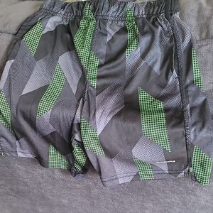 Athletic Works Black and Green Patterned Boy's Shorts